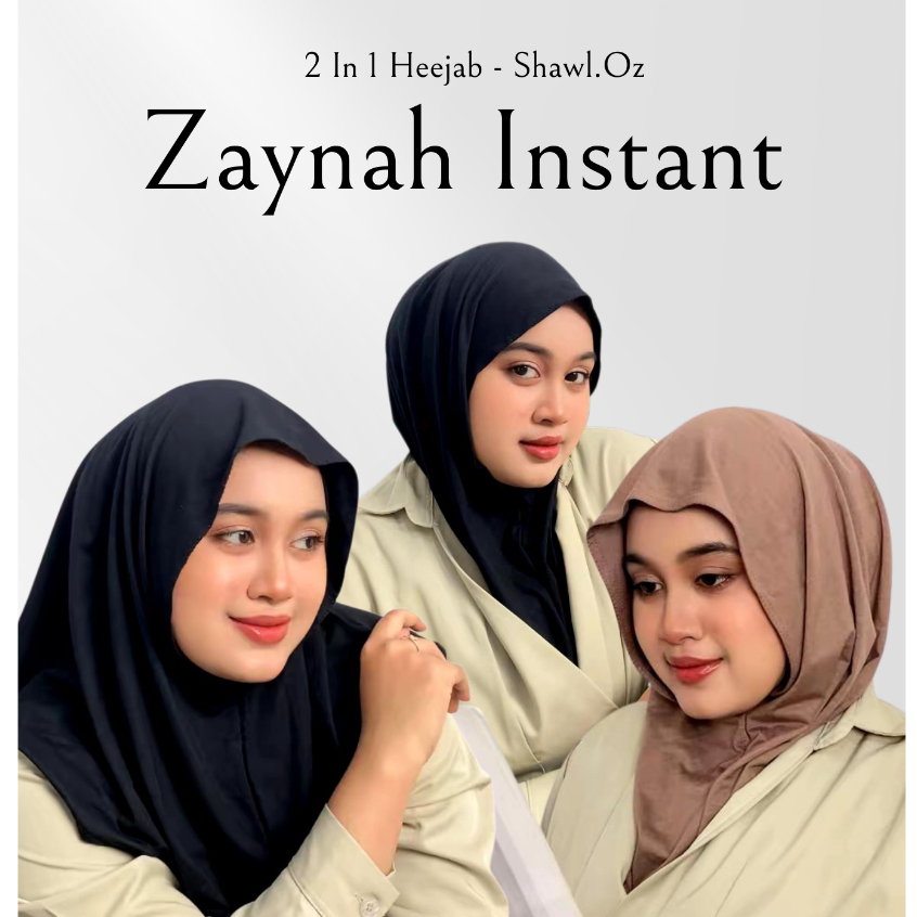 Shawl.Oz | Hijab Zaynah Instant Katun Rayon | Basic Hijab Instant Katun Rayoon 2 in 1 Hijab + Inner