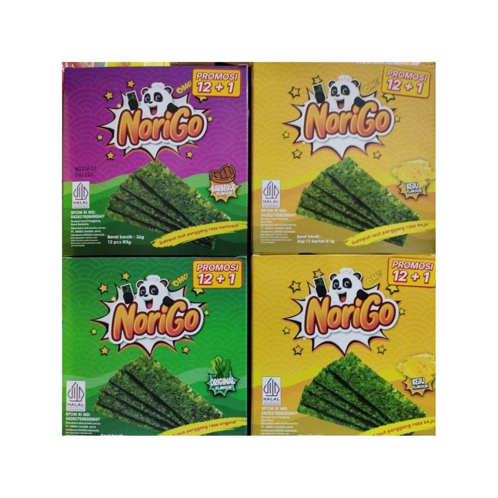 

PROMO!!!! NORI/NORIGO/ rumput laut panggang isi 12 sachet @3gr