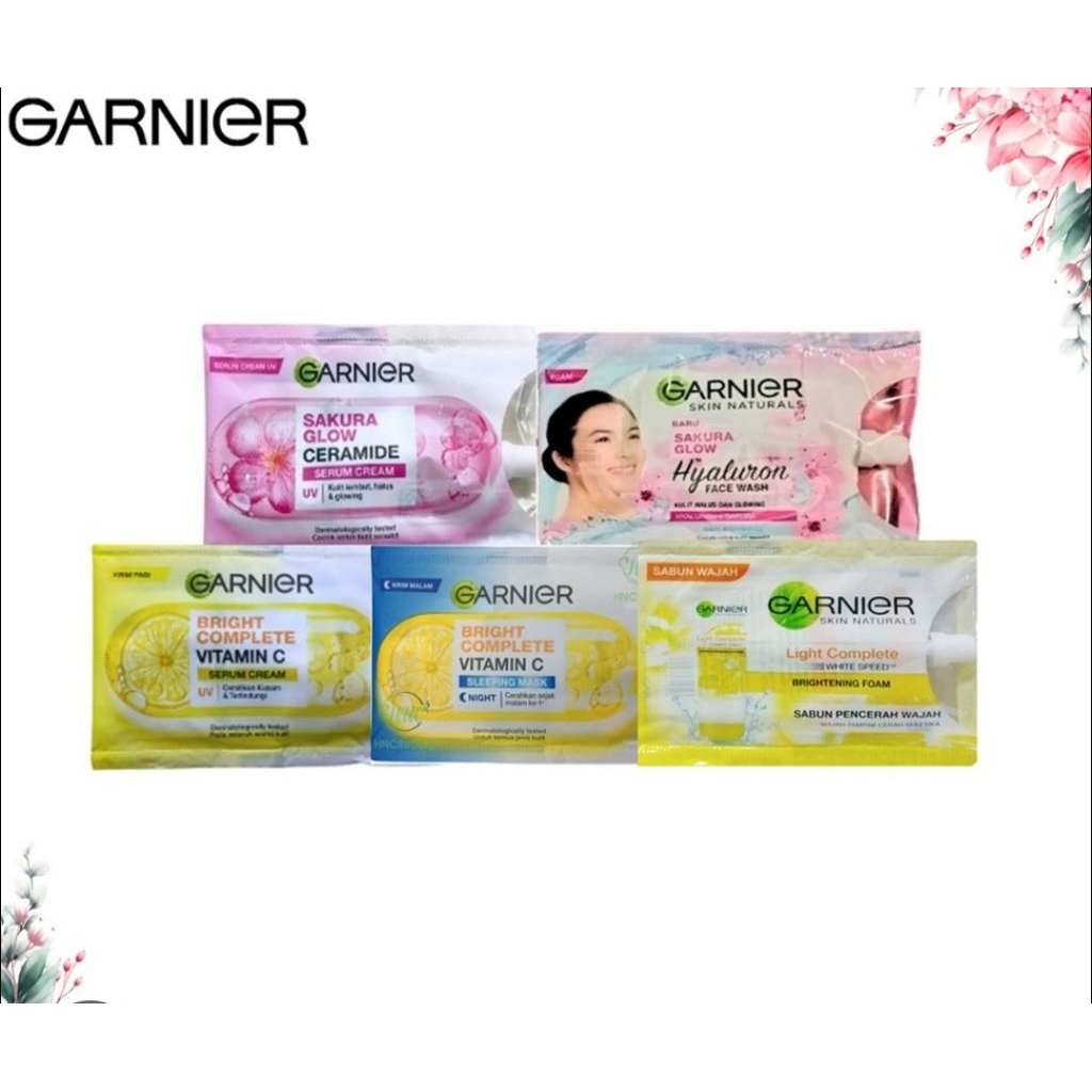 Garnier sachet series 7ml siang malam facial wash