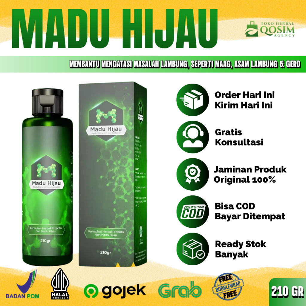 Madu Hijau Original 100% Herbal Asam Lambung 210gr Atasi Maag & Gerd
