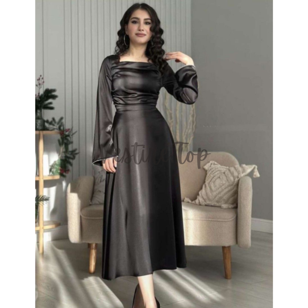 KNITE | Baju Sabrina | Dress Sabrina Full Karet | Dress Wanita korea | Dress Pesta | Dress Jumbo | D