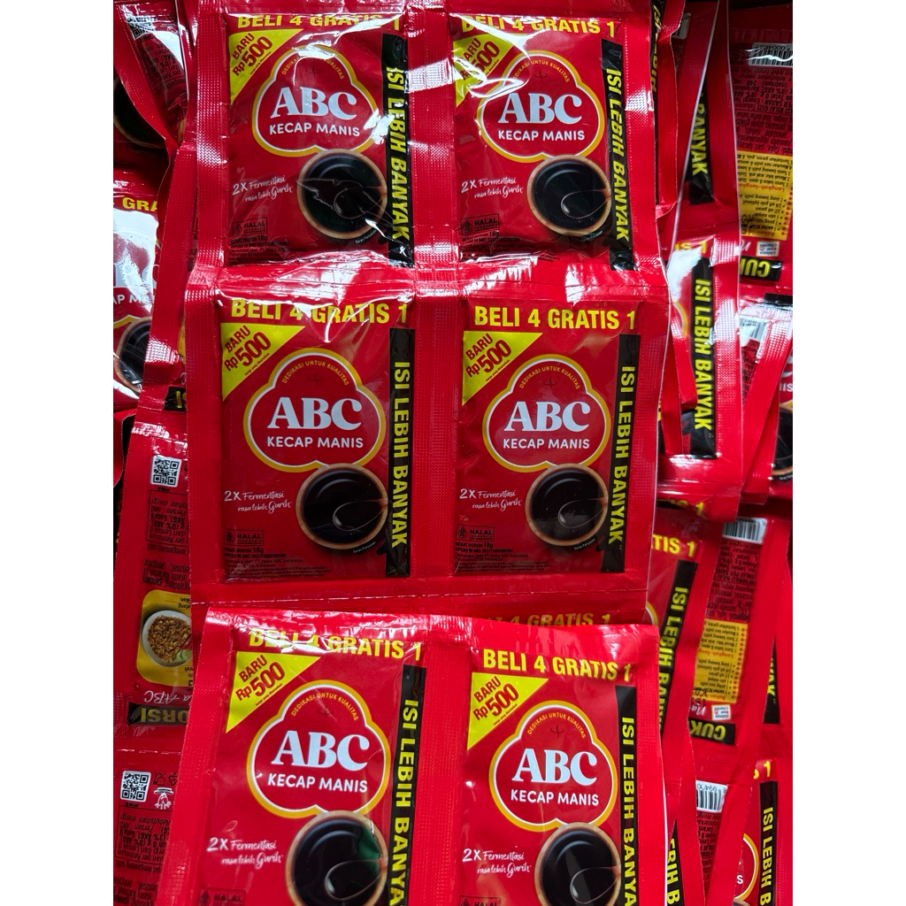 

kecap manis abc sachet 500 18gr isi 12pcs dan 24pcs (grosir)