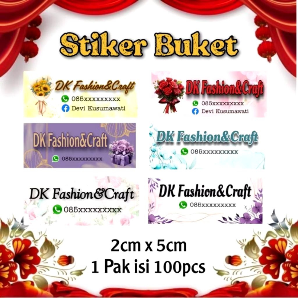 

Stiker buket/custom | stiker custom nama | stiker isi 100pcs