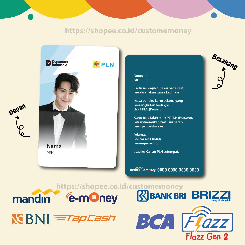 KARTU E MONEY NEW ID CARD PLN DANANTARA ETOLL EMONEY MANDIRI BCA FLAZZ BNI TAPCASH BRI BRIZZI-2 SISI