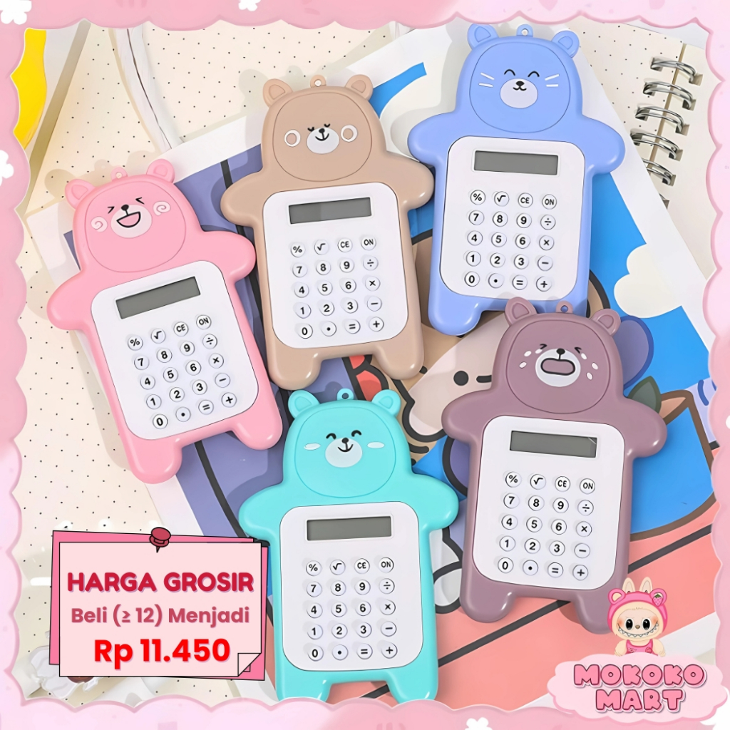 

MM Kalkulator Mini Lucu 8 Digit Mini Portable Mudah Disimpan Motif Beruang Kalkulator Lucu ATK AT33
