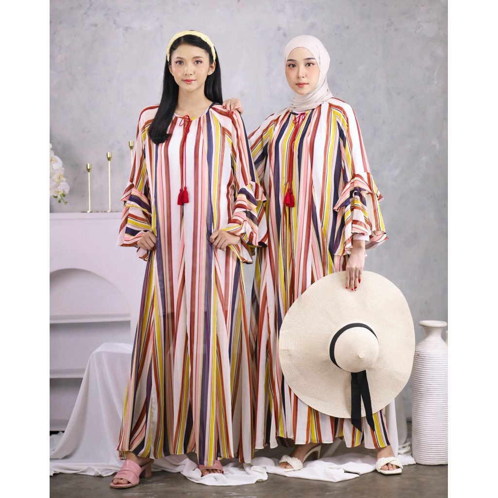 SASHEENA Belva Dress || Bohemian Style  || Floral  || Ruffle Fairy ||  Bunga II Gamis Motif || Baju 