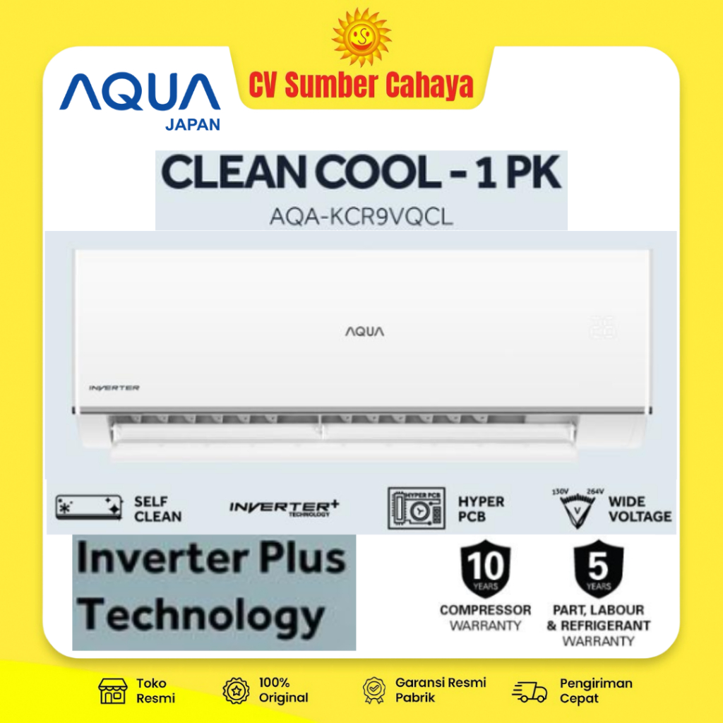 AQUA Japan AC 1PK 1 PK Inverter Plus Self Clean AQA KCR 09VQCL Blue Fin Turbo Cooling 9VQCL