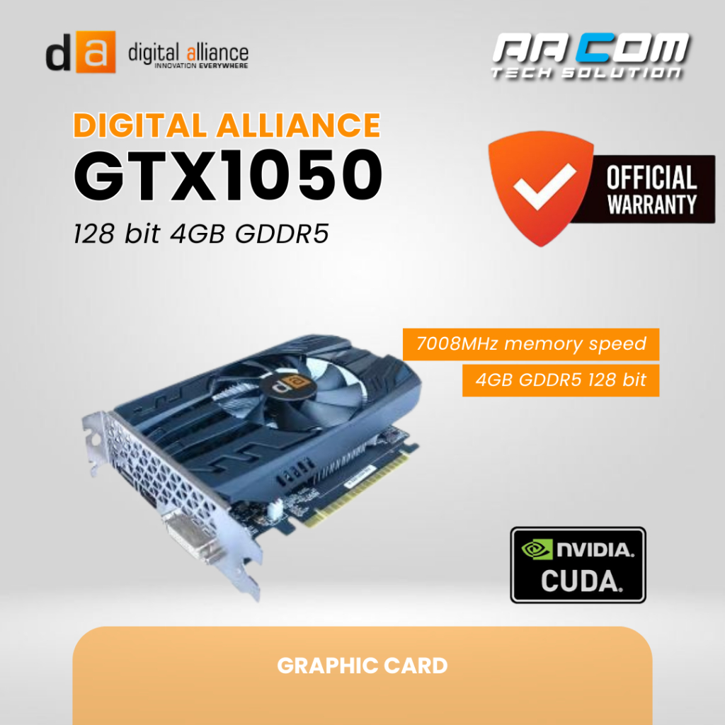 DIGITAL ALLIANCE GeForce GTX 1050 Ti 4GB GDDR5 128 Bit