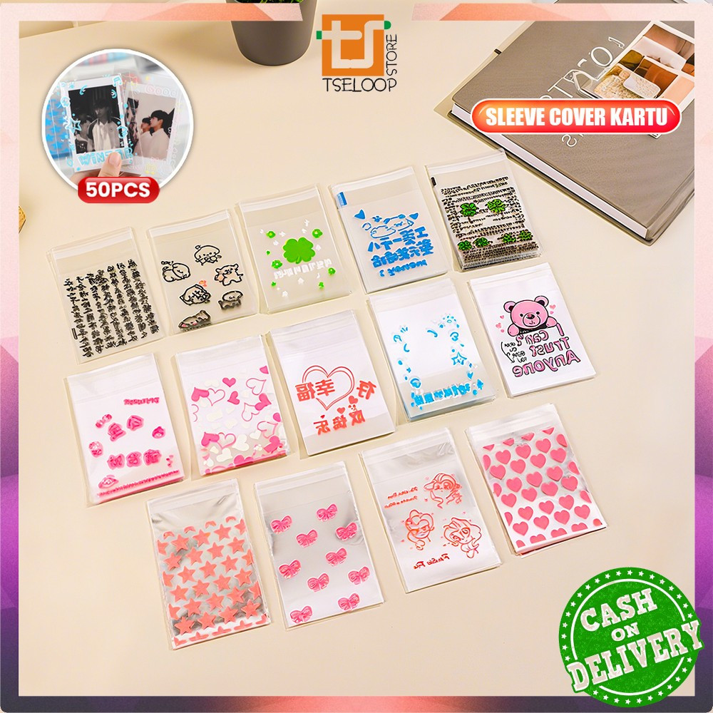 

OFM-C1365 50PCS Plastik OPP Bungkus Sleeve Cover Kartu Photocard / 50 Lembar Plastik Packingan Bening Bingkisan Motif Corak Warna Warni