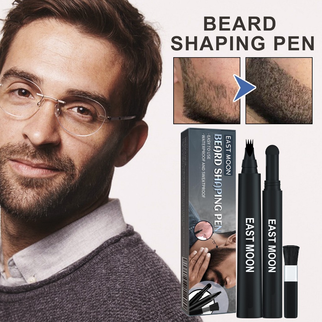 EAST MOON Beard Pen Set 1set Black Beard Filling Pen Pena Pengisi Jenggot Kuas Pewarna Kumis Tahan L