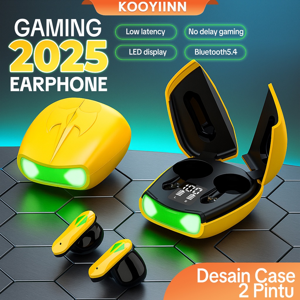 KOOYIINN Wireless Earphone Bluetooth 5.4 Earbuds HiFi Stereo Handsfree bumblebees TWS Gaming Headset