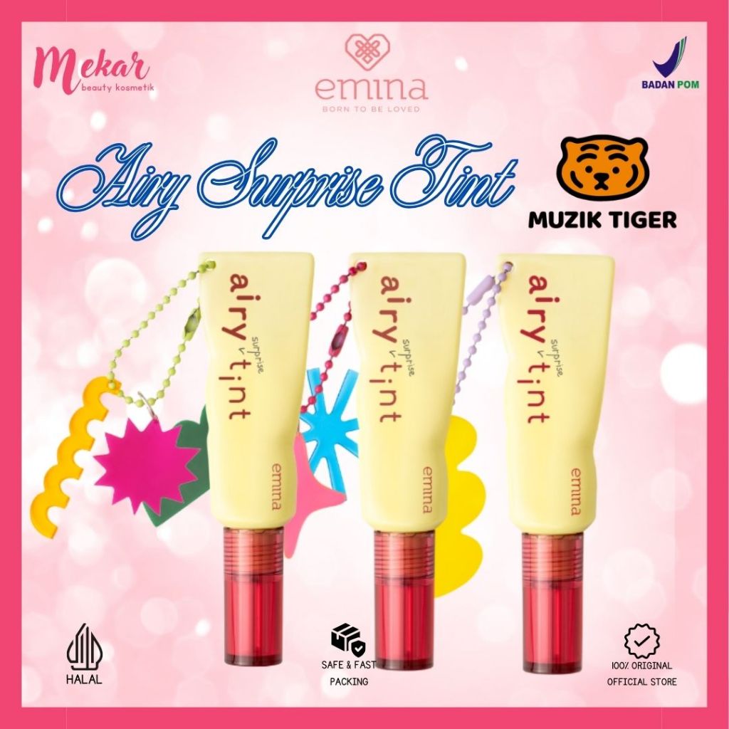 Emina Airy Surprise Tint 3 g | Emina Lip Tint Ringan | Lip Tint Emina Longlasting |Tahan Lama |  Wat