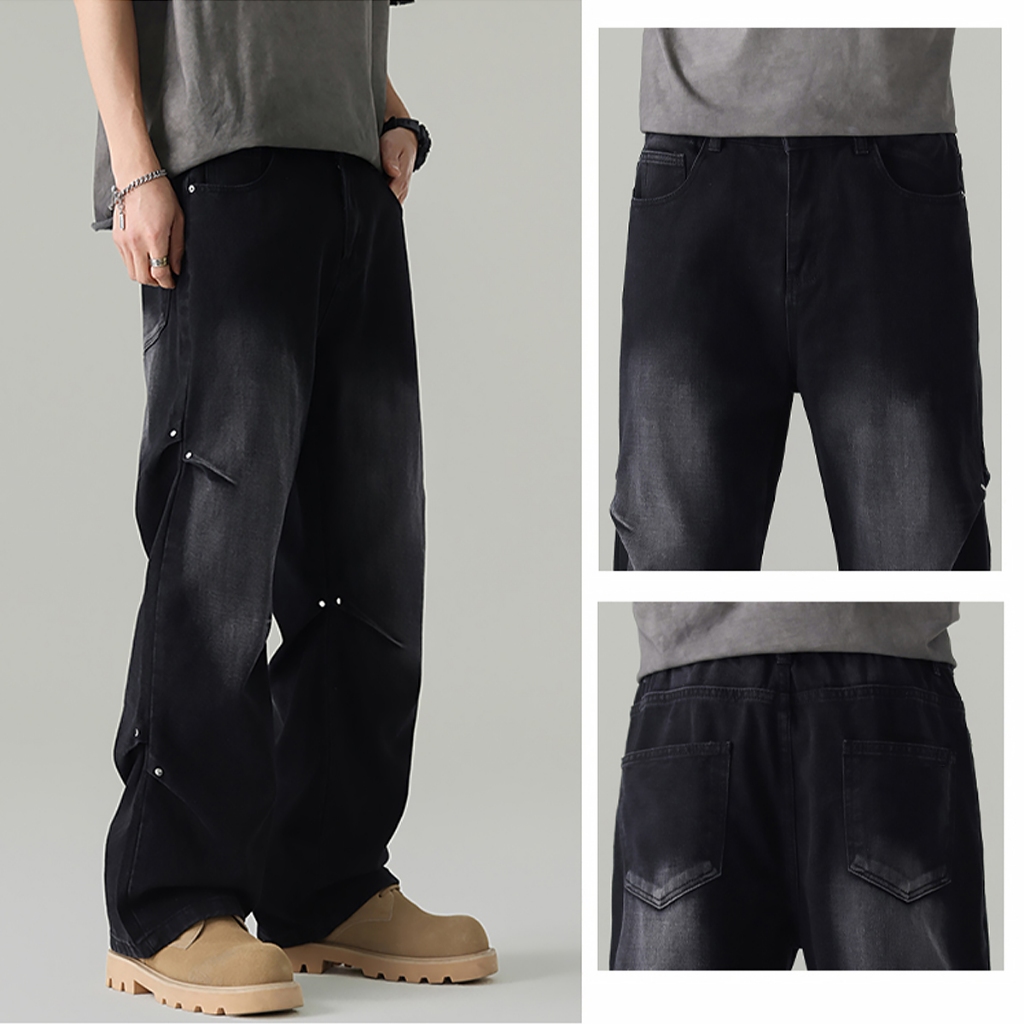 Celana Jeans Pria Wide leg Gombrong Baggy Loose Pants Kekinian kekinian Loose Pants Oversize