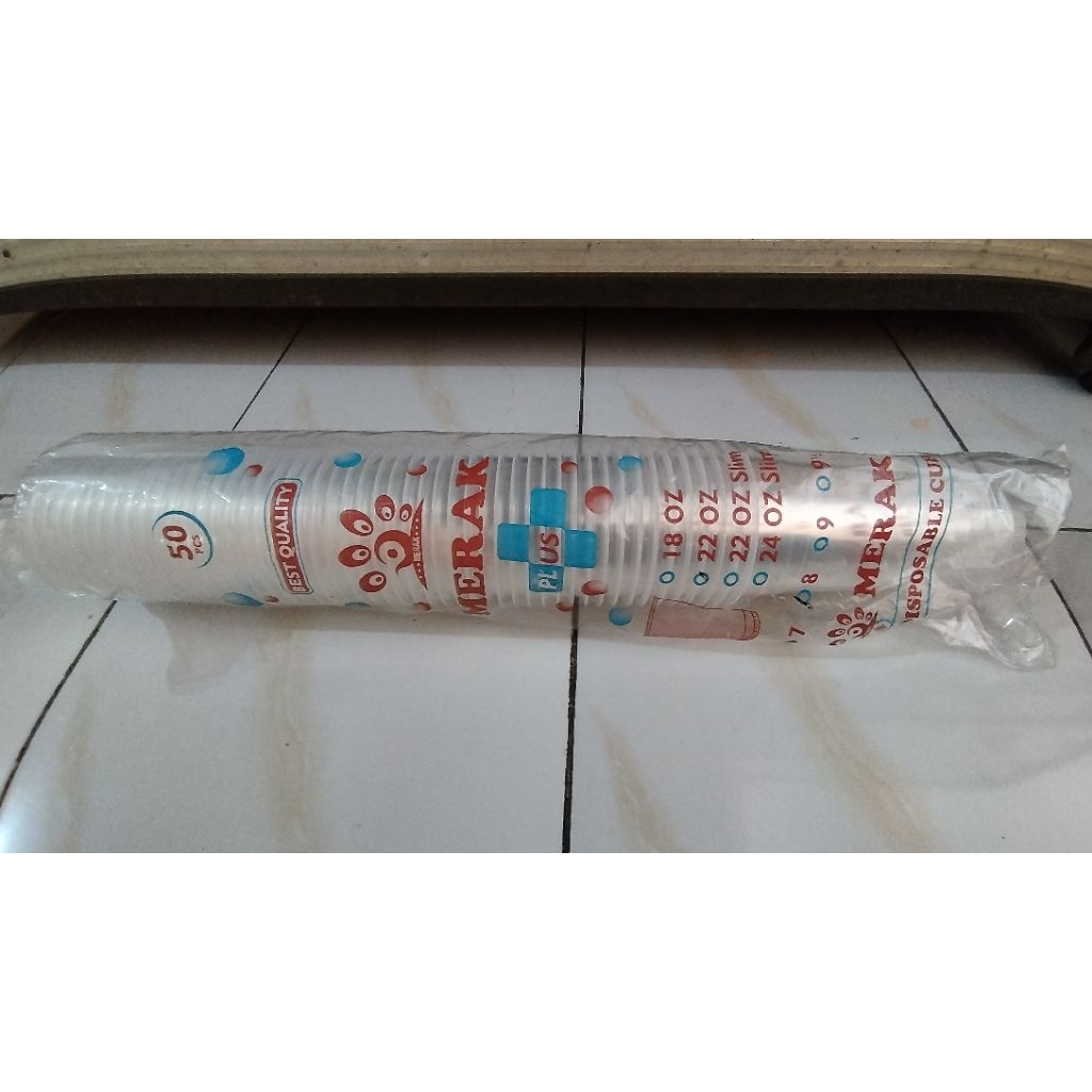 Gelas ukuran 22 oz | Gelas plastik | Gelas Merak | Plastik Cup