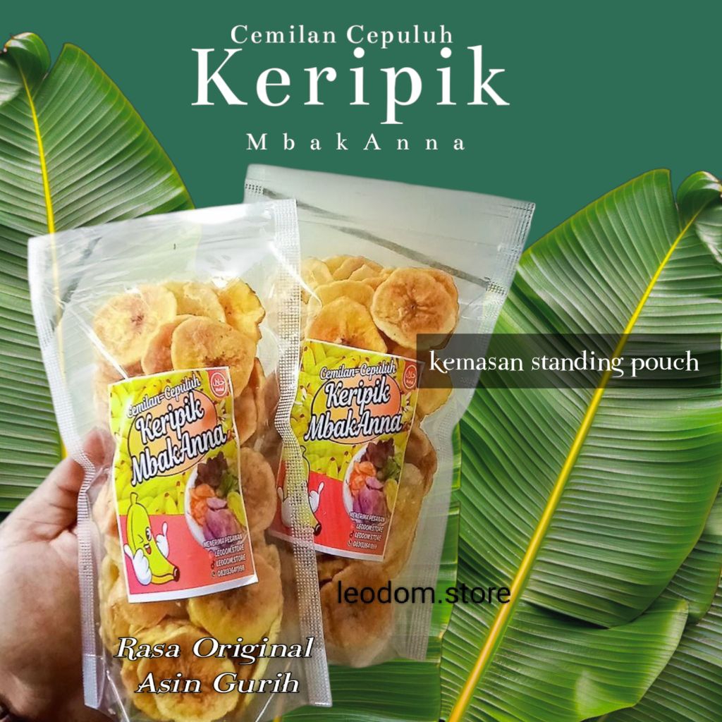 

cemilancepuluh keripik pisang rasa Original asin gurih kemasan standing pouch 100gr
