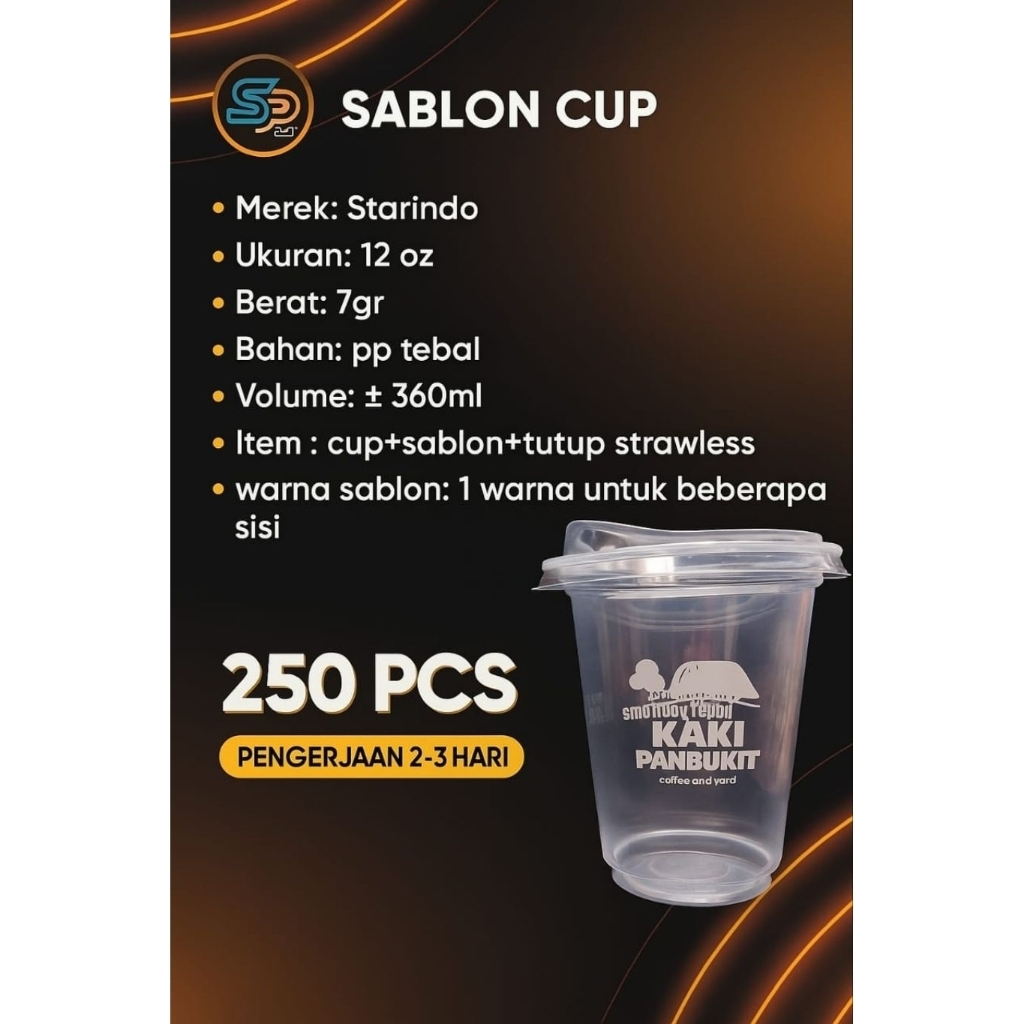 Sablon cup 12 oz starindo+Tutup