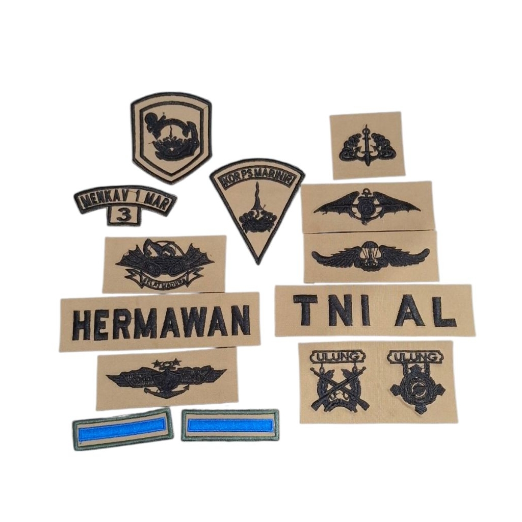 BREVET PDL TNI AL FULL MIKA/BORDIR PAPAN NAMA MARINIR/KKO BAHAN DRIL