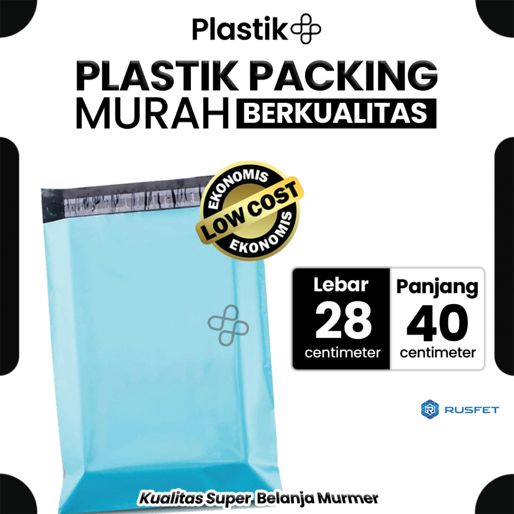 

Amplop Plastik Polymailer Baby Blue Biru 28 x 40cm Low Cost Plastic Packing Polos Shop Rusfet Murah