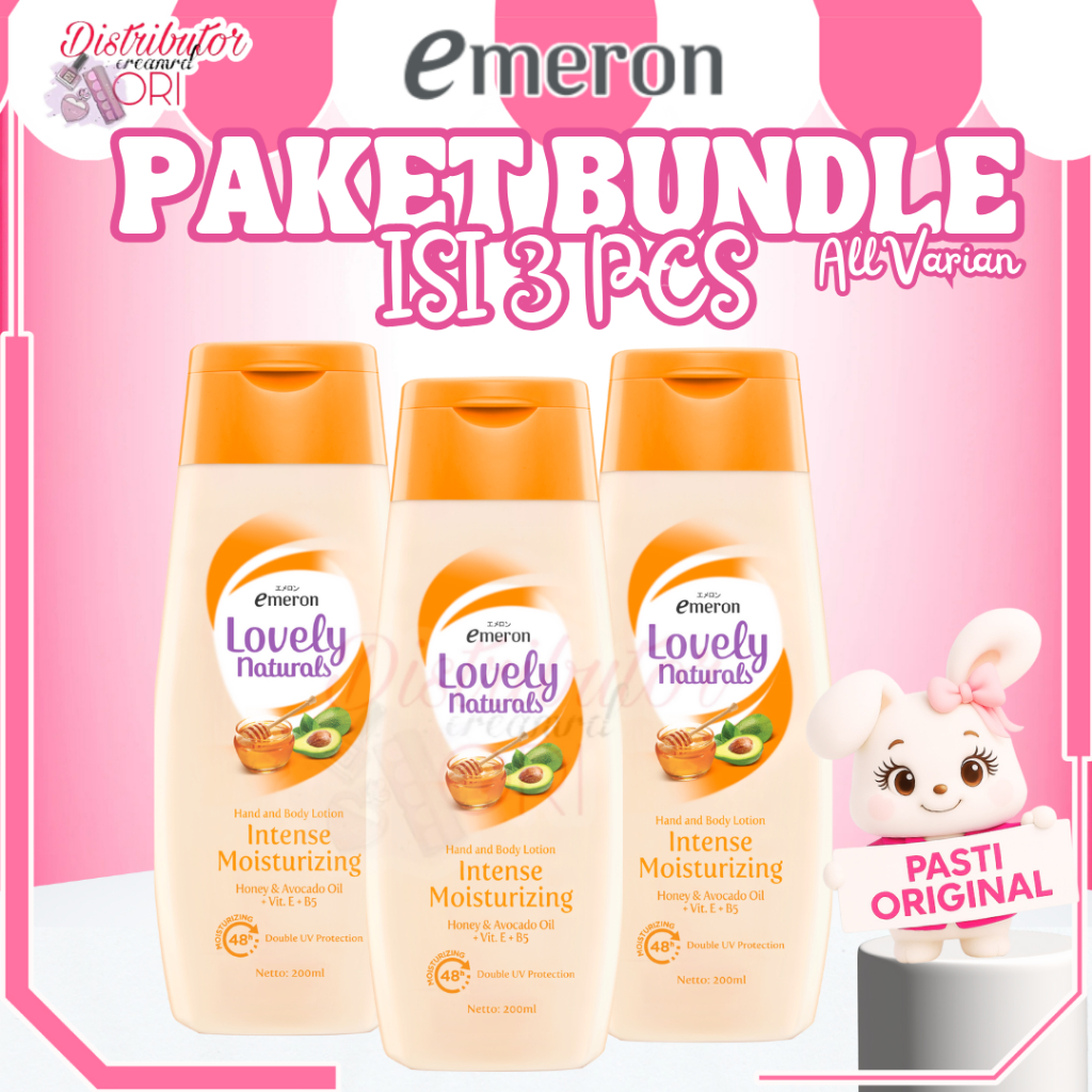 [PAKET ISI 3] Emeron Lovely Body Lotion White UV Bright 200 ml | Hand Melembabkan Mencerahkan Glowin