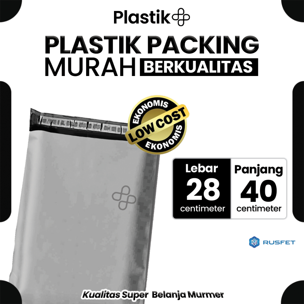 

Amplop Plastik Polymailer Gray 28cm x 40cm Abu-Abu LOW COST Plastic Packing Polos Online shop Rusfet