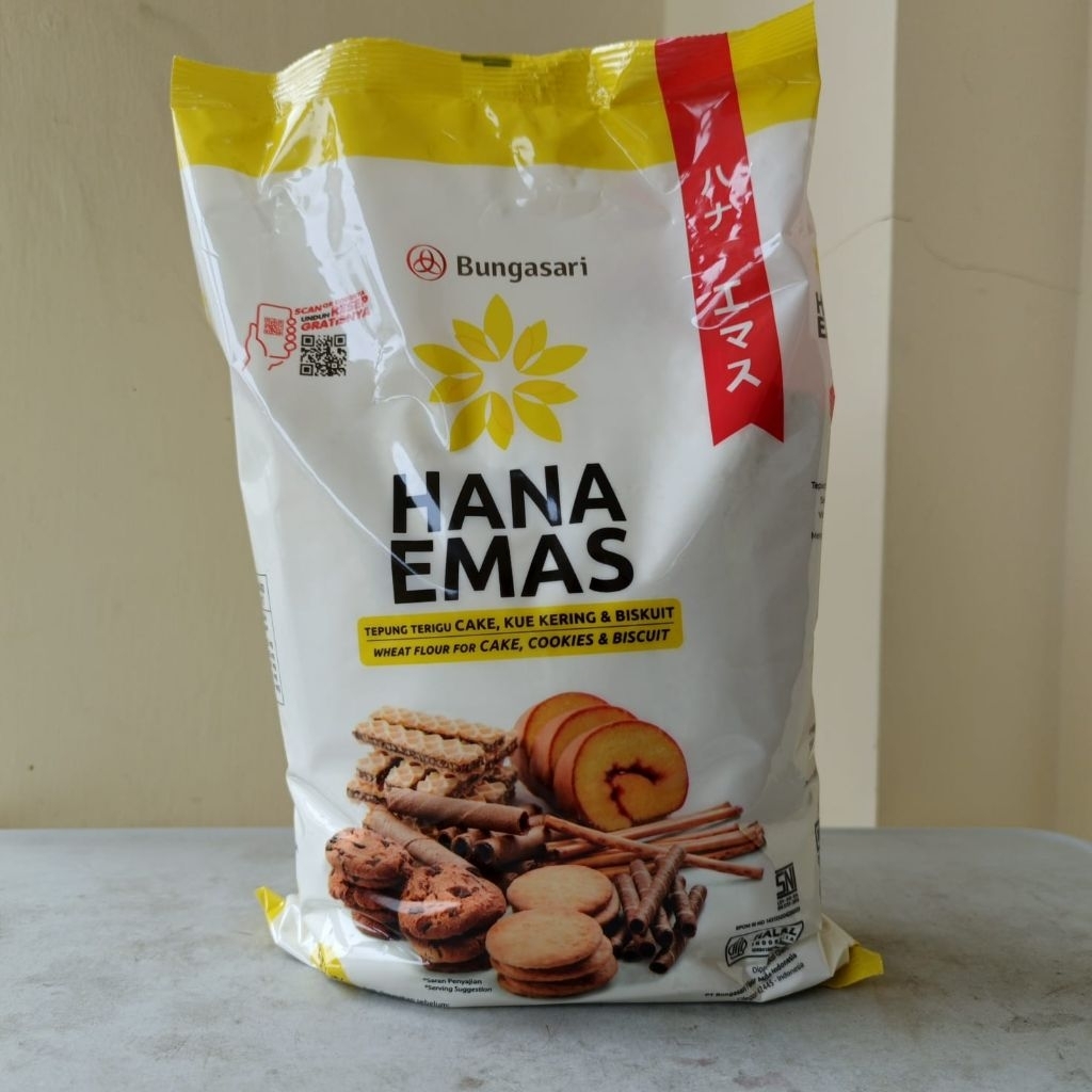 

tepung terigu protein rendah HANA EMAS kemasan 1kg