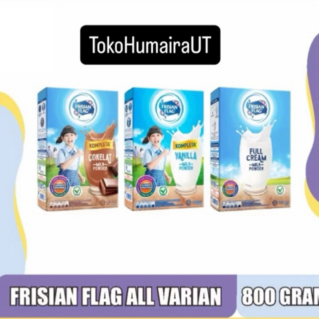 FRISIAN FLAG Fullcream 800g/ Frisian Flag Kompleta Vanilla /Cokelat 800gr Susu Bubuk