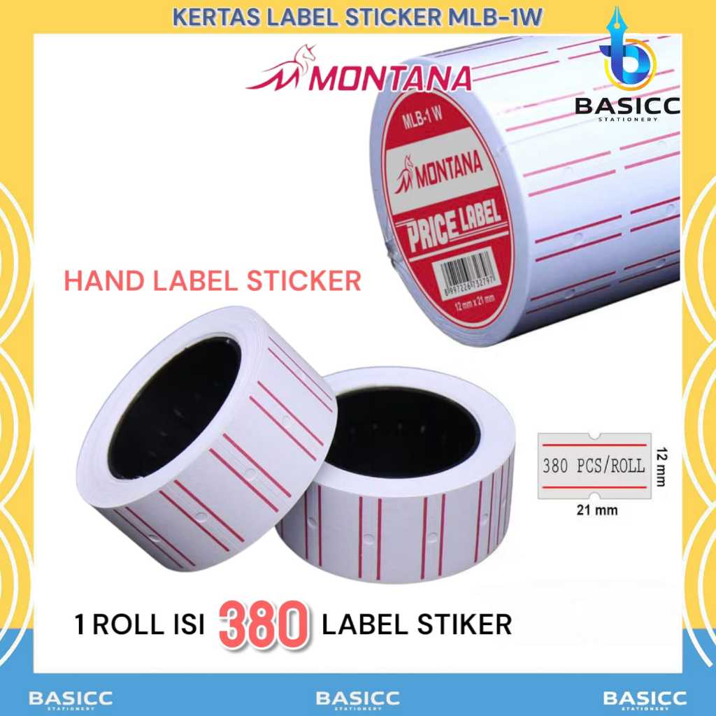 

Montana Kertas Label MLB-1W Hand Label Stiker Harga @1Set =10 Roll