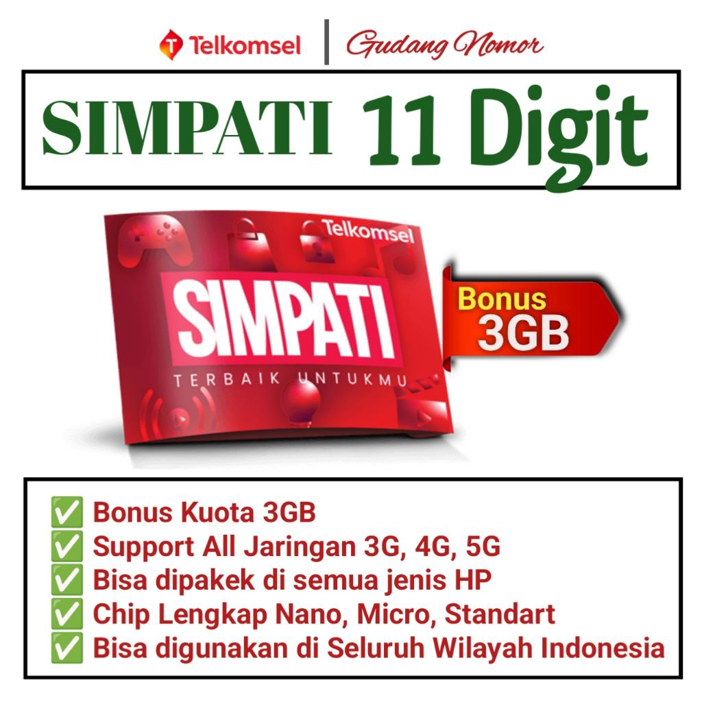 Nomor Cantik Telkomsel 11 Digit SIMPATI 11 DIGIT Nomer Cantik Simpati Telkomsel 11 Angka Simpati 11 