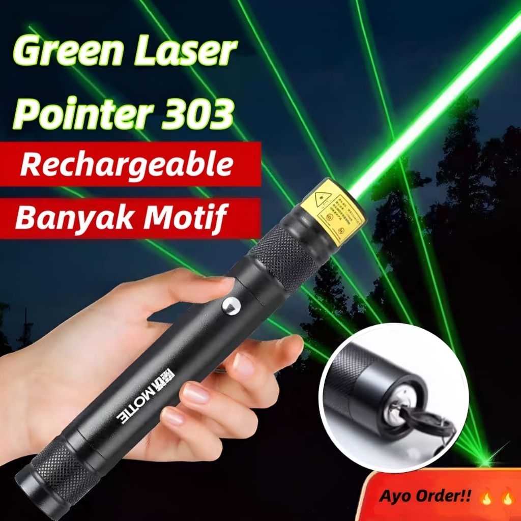 Laser Hijau / Laser Baterai Cas Ulang / Green Laser Pointer •ShopeePanda•