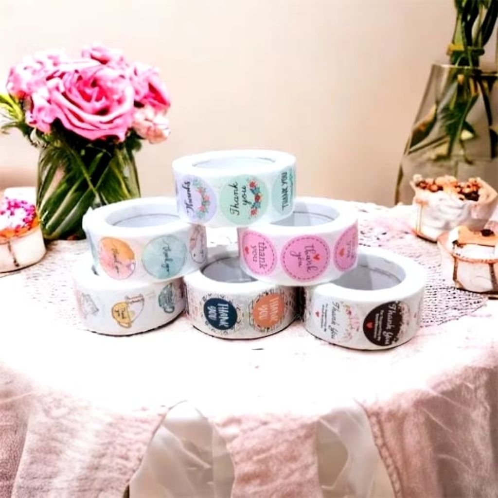 

500 Pcs (1Roll) Stiker Label Thank You ll Selamat Menikmati ll Unboxing ll Fragile