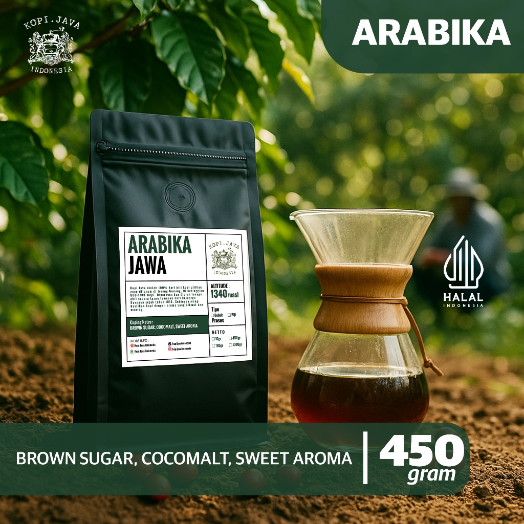 

Kopi Arabika Premium 450 gr Kopi Murni 100% TANPA CAMPURAN - KOPI JAVA INDONESIA