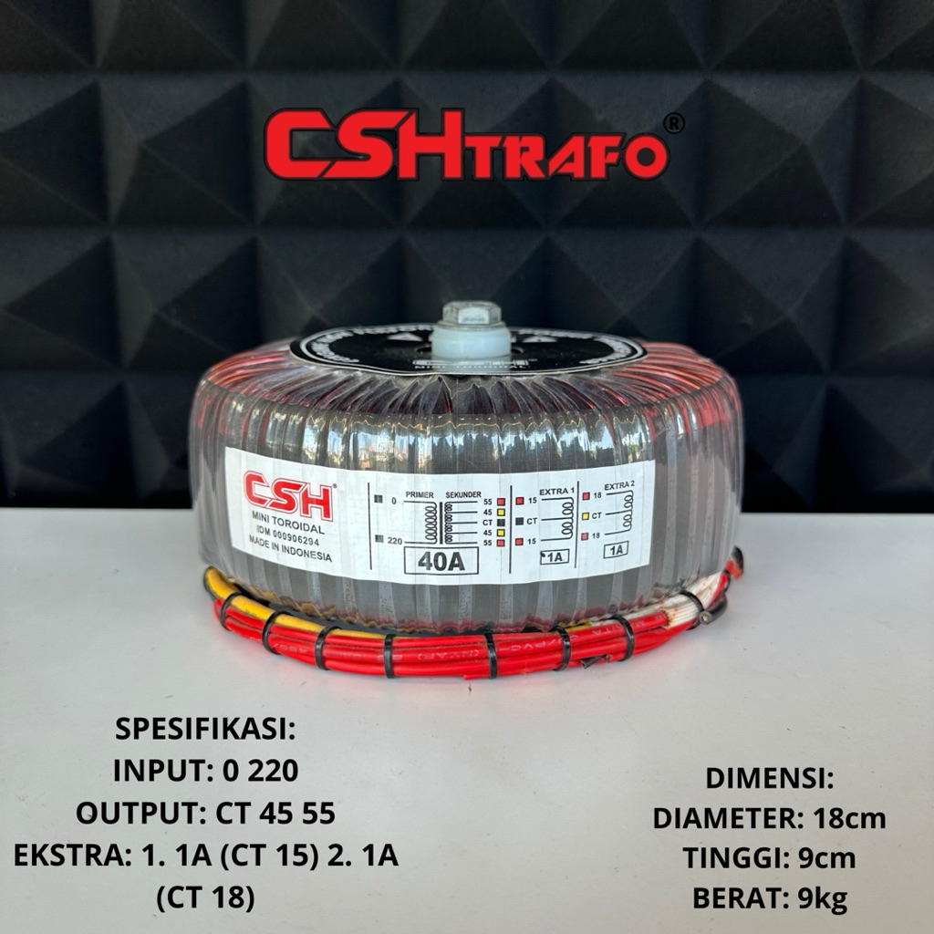 Trafo Mini Toroid CSH 40A CT 55V 100% Tembaga Murni