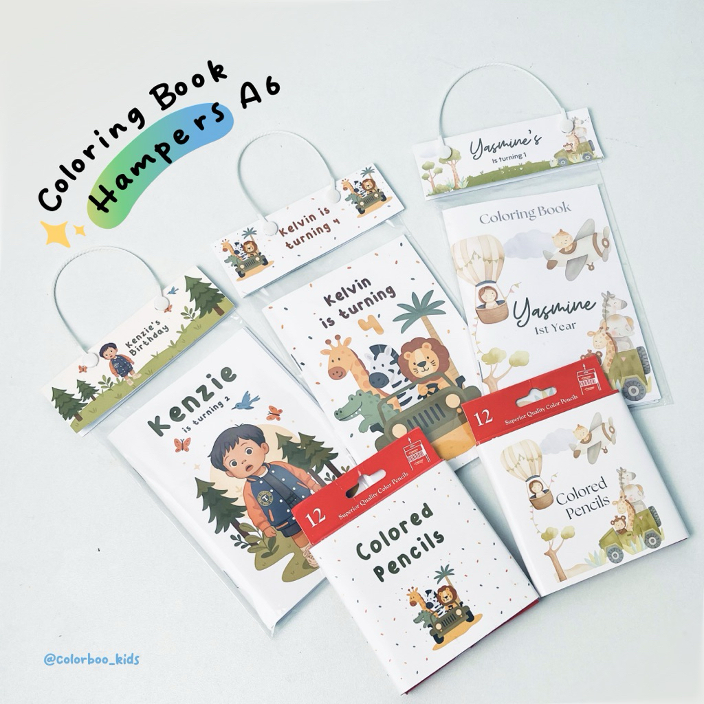 Paket Buku Mewarnai Souvenir Ulang Tahun Custom | Coloring Book Set | Hampers Ulang Tahun Custom