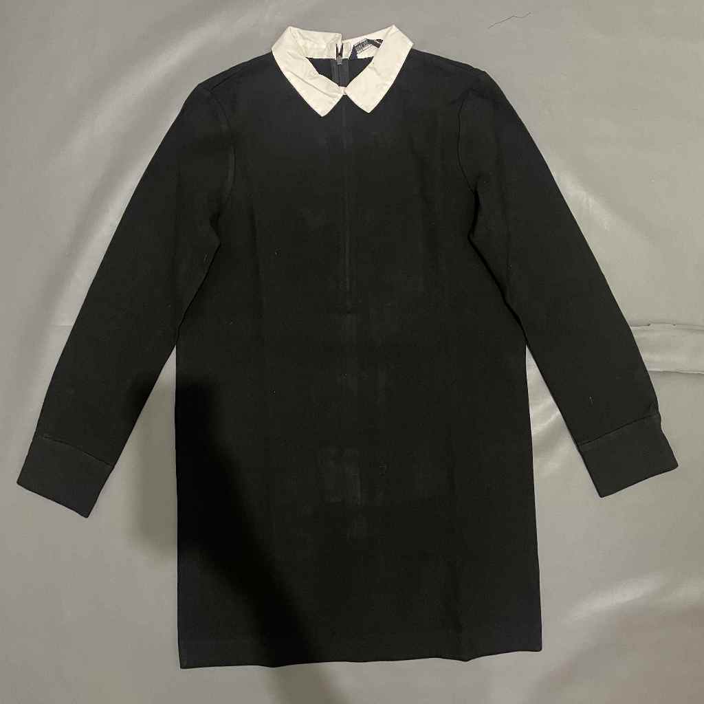 DEWASA C085 (ZARA ORI, PRELOVED) Dress Tunik Leher Kerah Resleting Belakang Tangan Lengan Panjang St