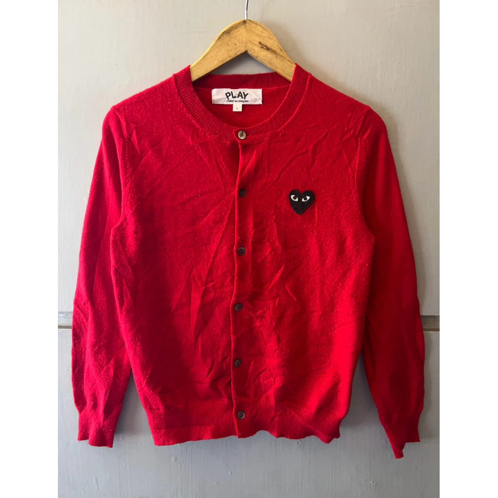 Authentic CDG Comme Des Garcons Play Oneck Cardigan