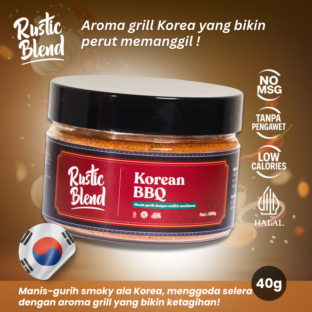 

Bumbu Marinasi Instan Ayam, Daging & Seafood Korean BBQ | Rustic Blend Dry Rub No MSG 100g