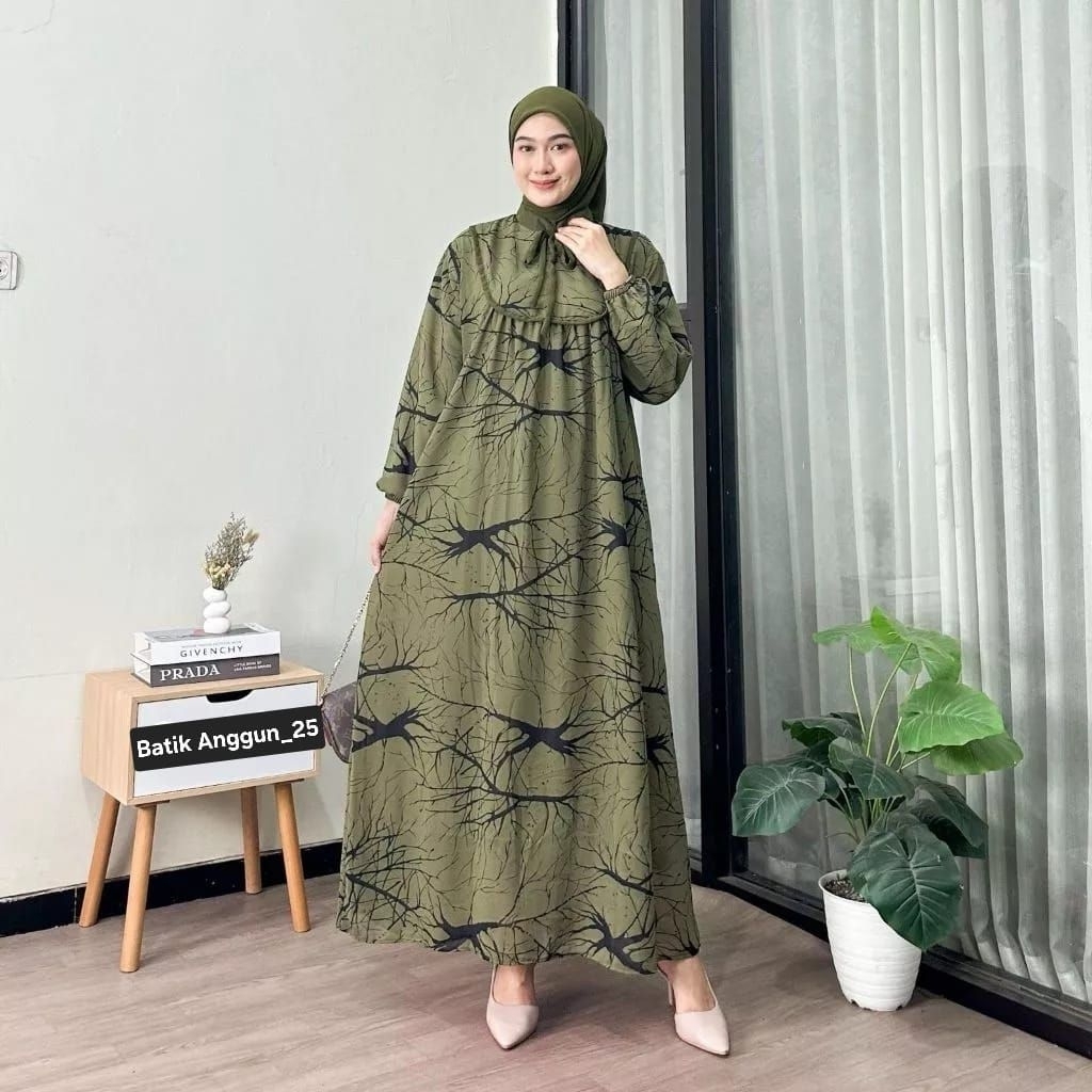 Batik Anggun_25 - Gamis Set Hijab ceruty elegan dress wanita mewah busui kekinian // Tania Gamis Set
