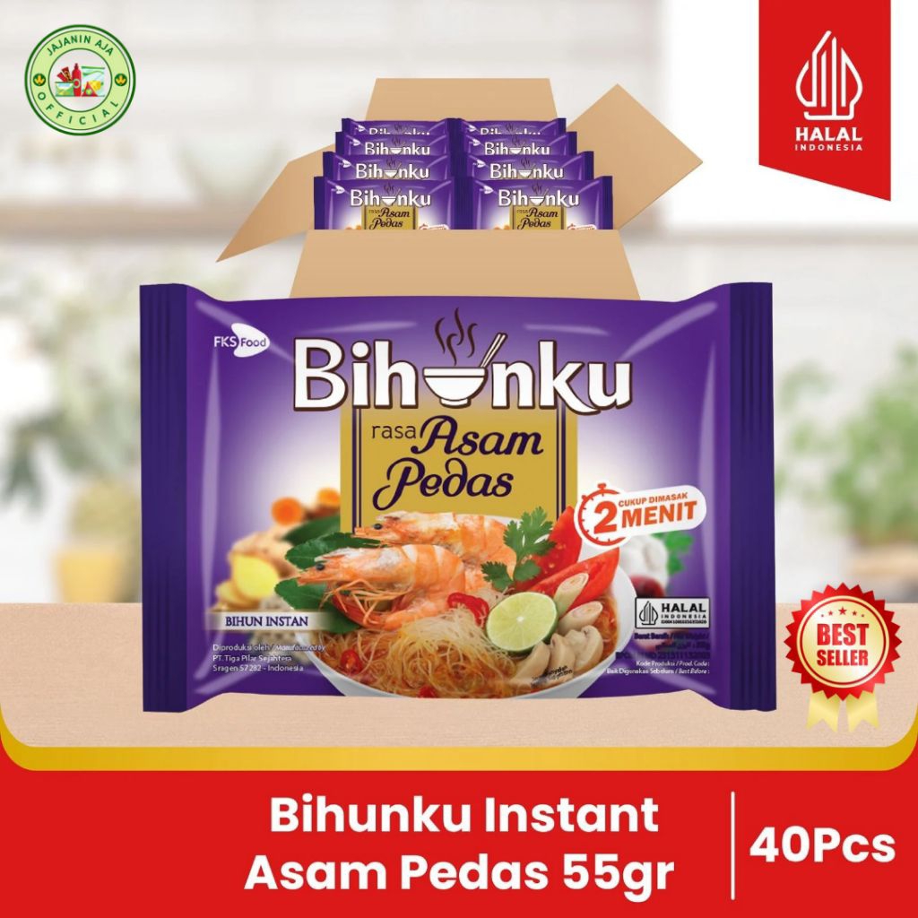 

Bihunku Instan Asam Pedas 55gr - 1 Karton Isi 40 Pcs | Bihun Instan Kuah Pedas Gurih & Nikmat