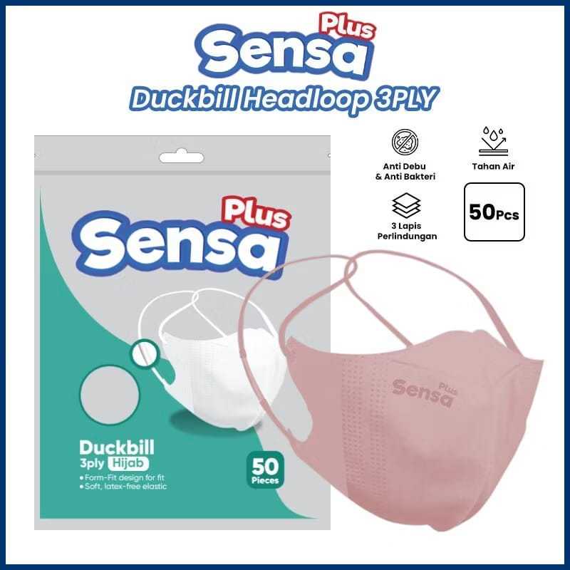 [Sensa] Masker Hijab Duckbill 50 Pcs | Masker Duckbill 50Pcs Hijab | Masker Hijab