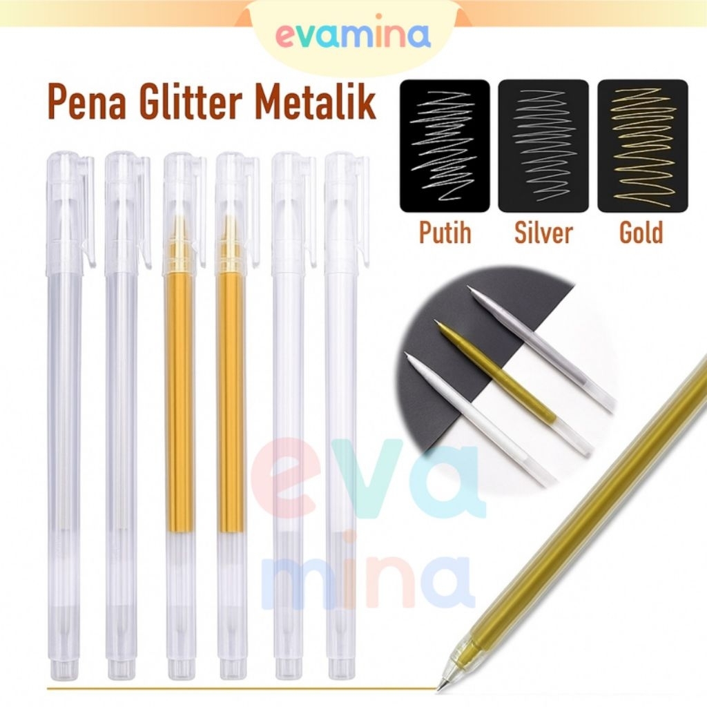 

Evamina Pulpen Tinta Samoyed Pulpen Tinta Warna Putih/Emas Gel Ink Pen Metalic Pen