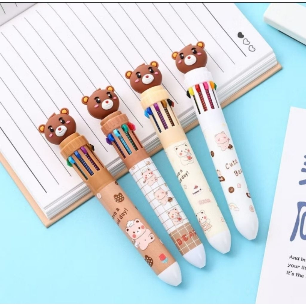 

pulpen mekanik 10 warna pena motif bear