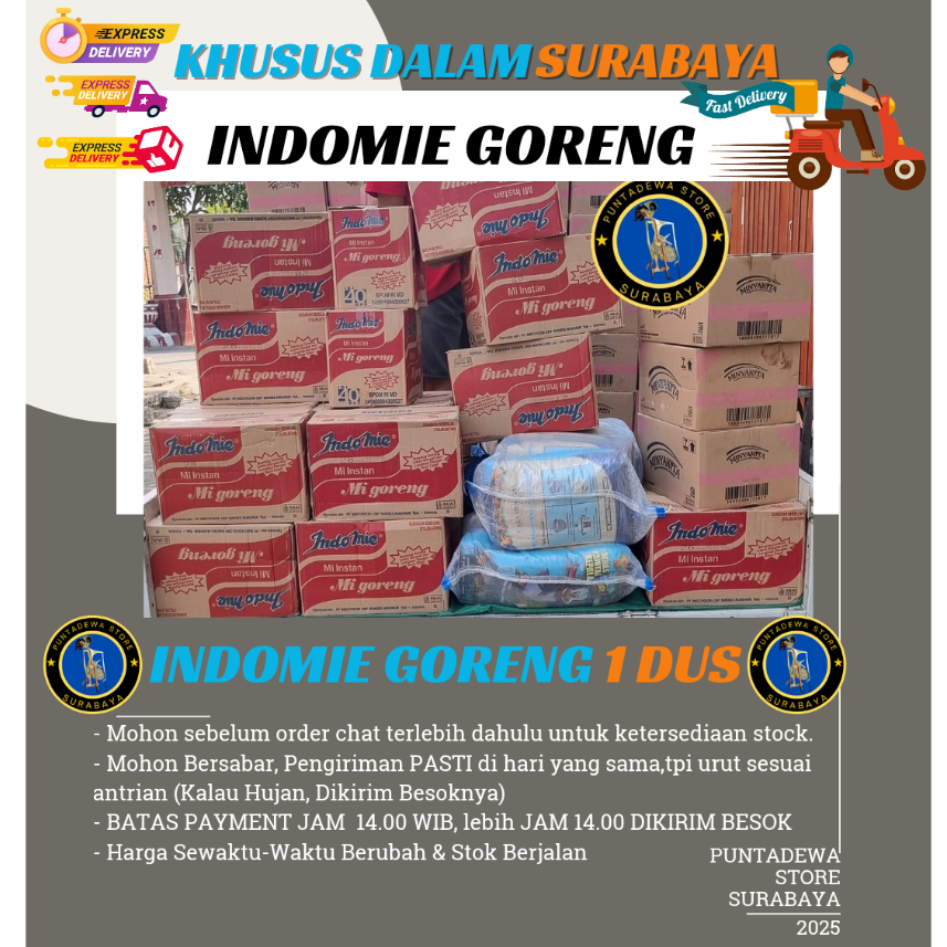

Indomie Goreng 1 karton/Dos isi 40 Surabaya Khusus Dalam SBY