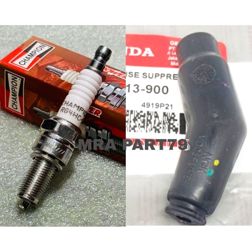 Busi Champion POWER RG4HC ORI + Tutup Busi Cop Busi K13 Verza 150 CB Verza 150 CRF 150L Megapro New 