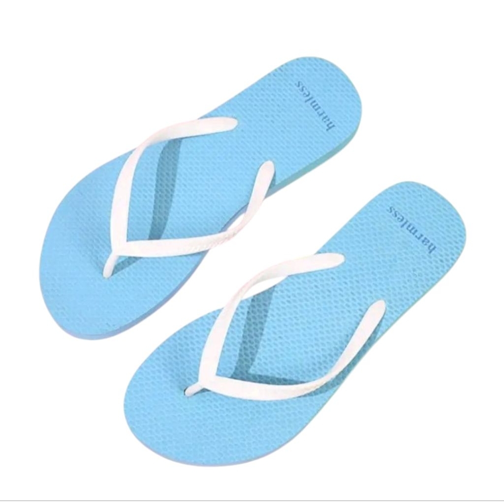 Sandal Jepit Wanita Dewasa Tali Putih Kombinasi Merah & Biru Terbaru