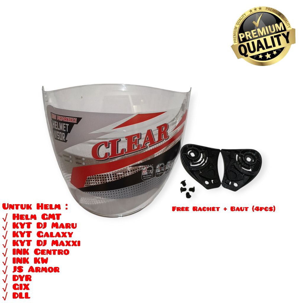 Kaca Venom/Flat Helm Centro,DjMaru,GMT, Gix,Js Armor,Jpn Original Merk Clear