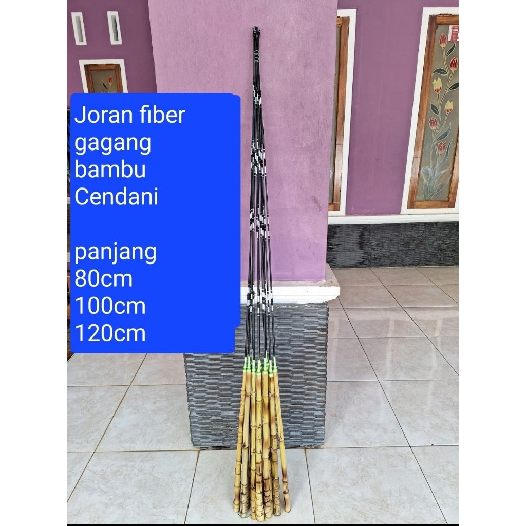 Joran / pancing fiber lentur gagang bambu Cendani panjang 80cm 100cm 120cm