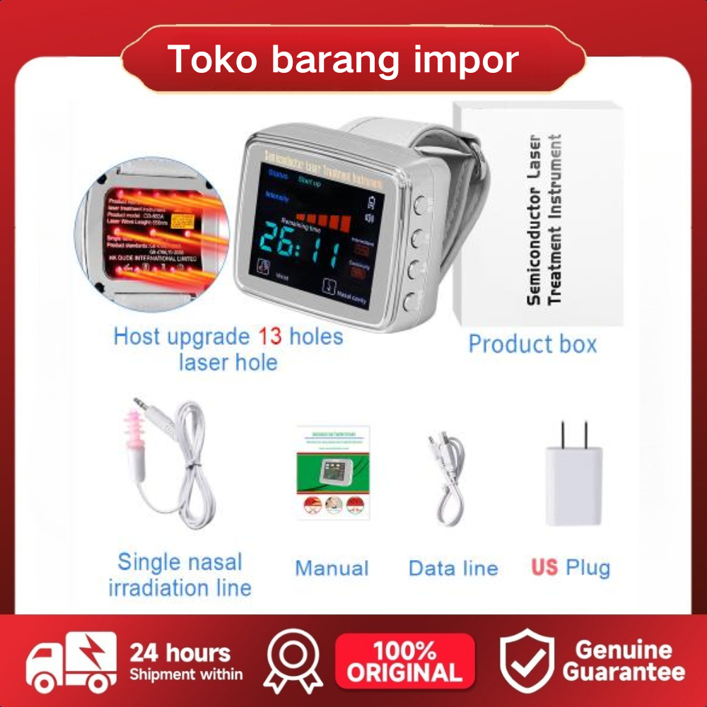 Lady Moon [Garansi 6 bulan] Jam tangan Terapi laser 12/13/15 titik laser fisioterapi untuk kolestero