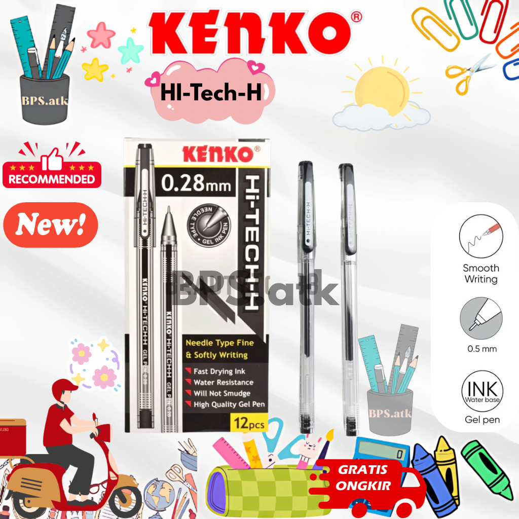 

(12 pcs) KENKO Pulpen Gel Hi-Tech-H Pena Pen Ujung Jarum 0.28mm