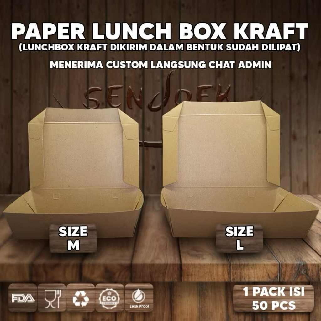 LUNCH BOX PAPER - TINGGAL PAKAI / KOTAK MAKAN / DUS NASI / KOTAK BUNGKUS NASI / KOTAK TAKEAWAY NASI 