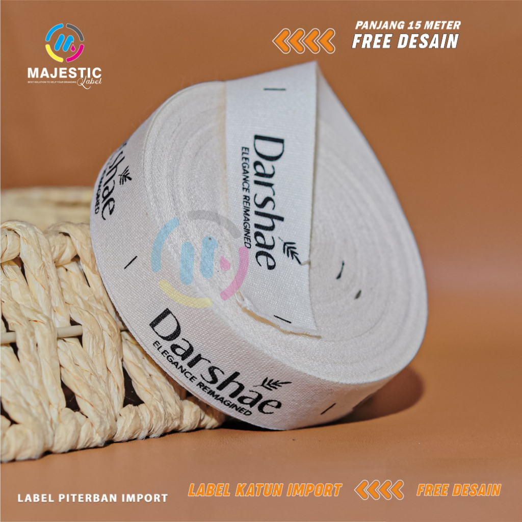 15 meter label baju custom,/ label baju/ cetak label/label cotton/ custom label baju/ majestic label